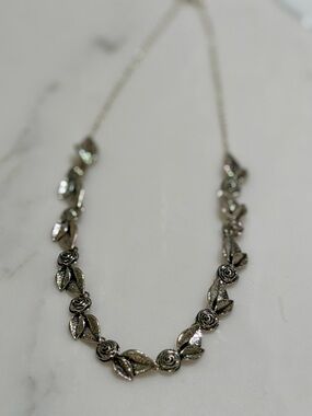 Paz Creations Sterling Silver Rose Necklace 925 Israel Vintage Statement NWT ✨✨🌹